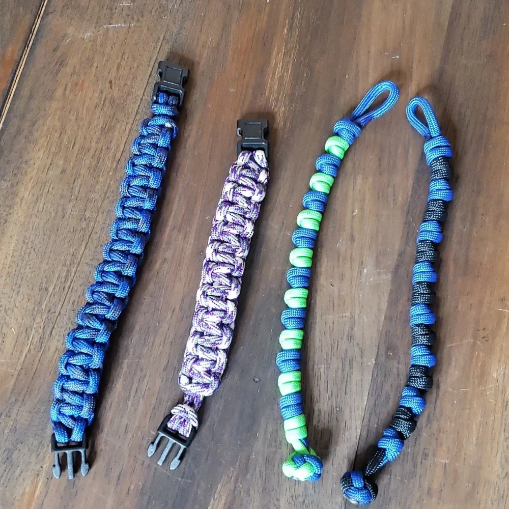 Bundle Handmade Paracord Woven Bracelets Keychains